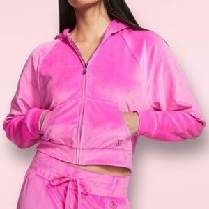 VS velvet hot pink zip up hoodie